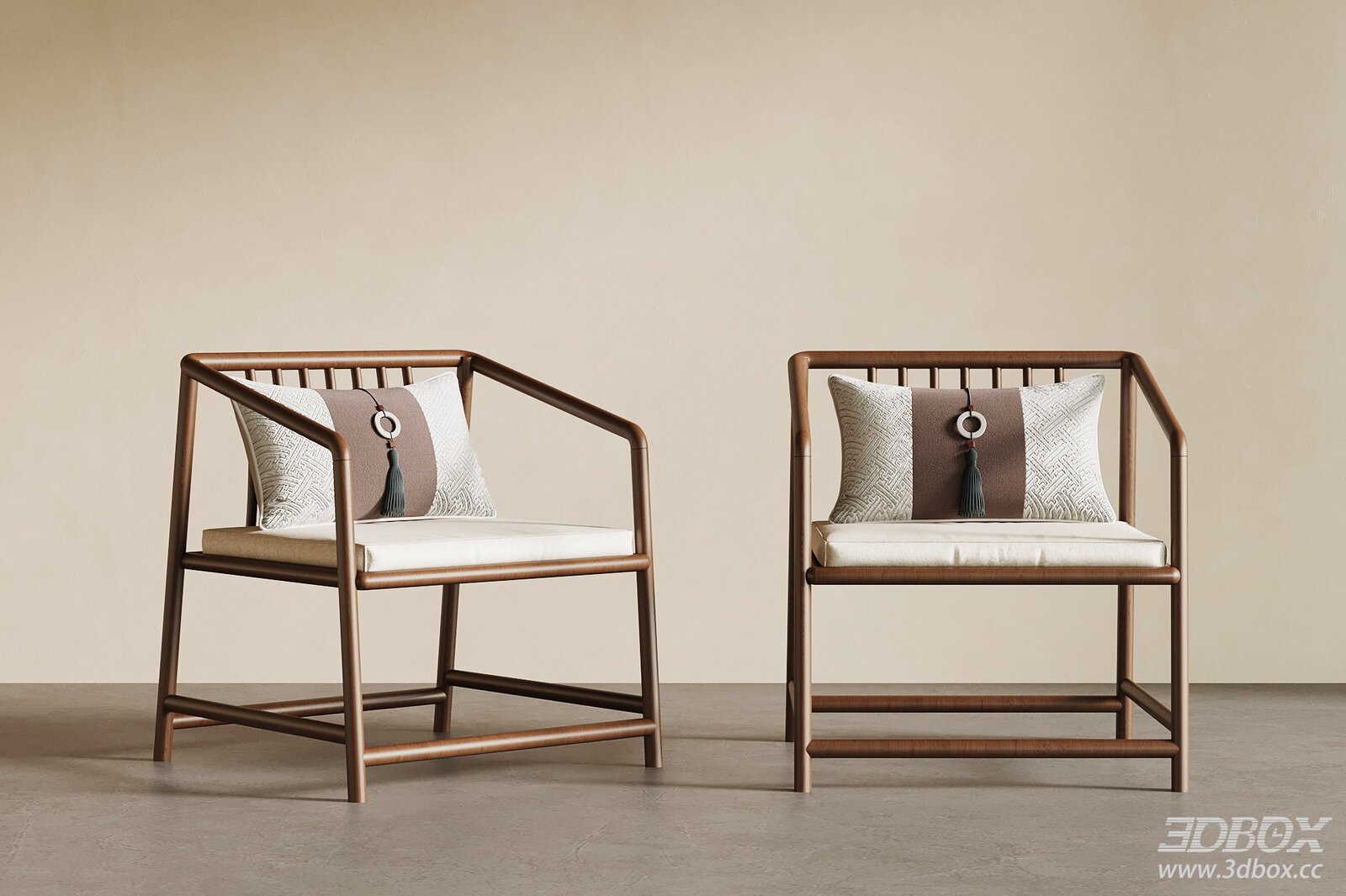 New Chinese Style Wooden Armchair Set with Cushions