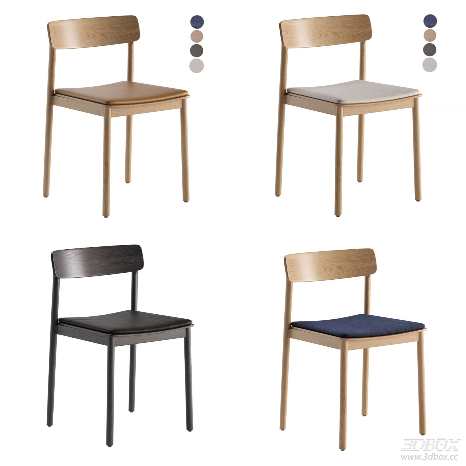 Modern Minimalist Wooden Upholstered Dining Chair