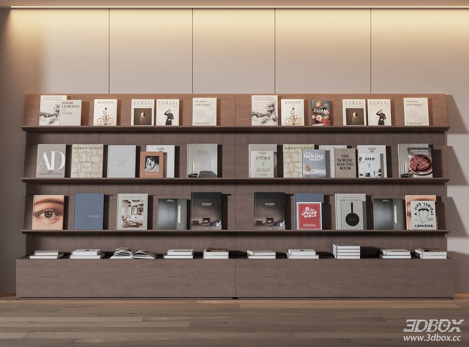 Modern Wooden Wall Book Shelf with Decorative Books