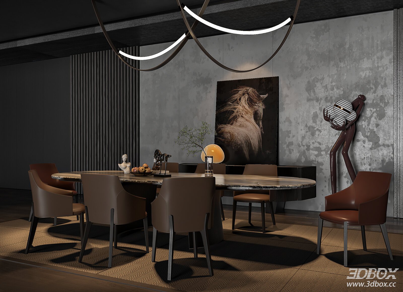 Modern Italian Minotti Style Marble Dining Room Set