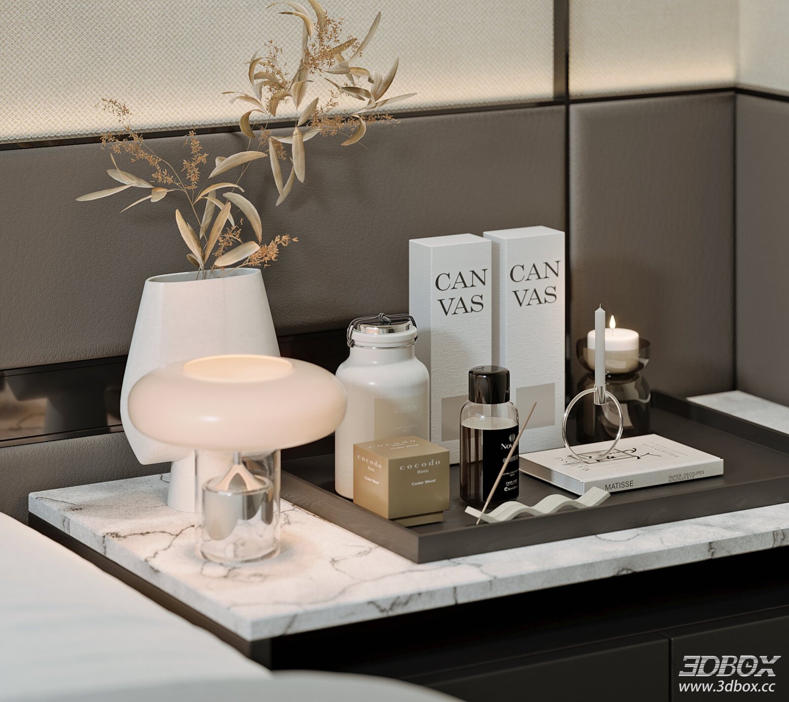 Modern Bedroom Nightstand Decor Set