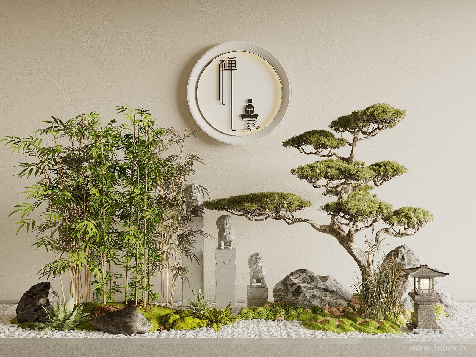 New Chinese Style Zen Indoor Landscape Plant Decor Set