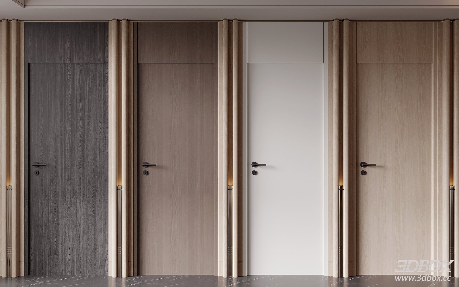 Modern Minimalist Interior Wooden Door Set