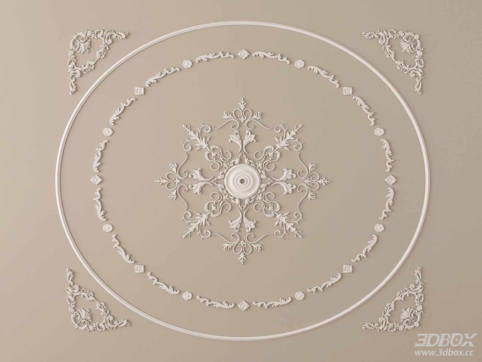 Ornate Classic Gypsum Ceiling Decorative Plaster Set