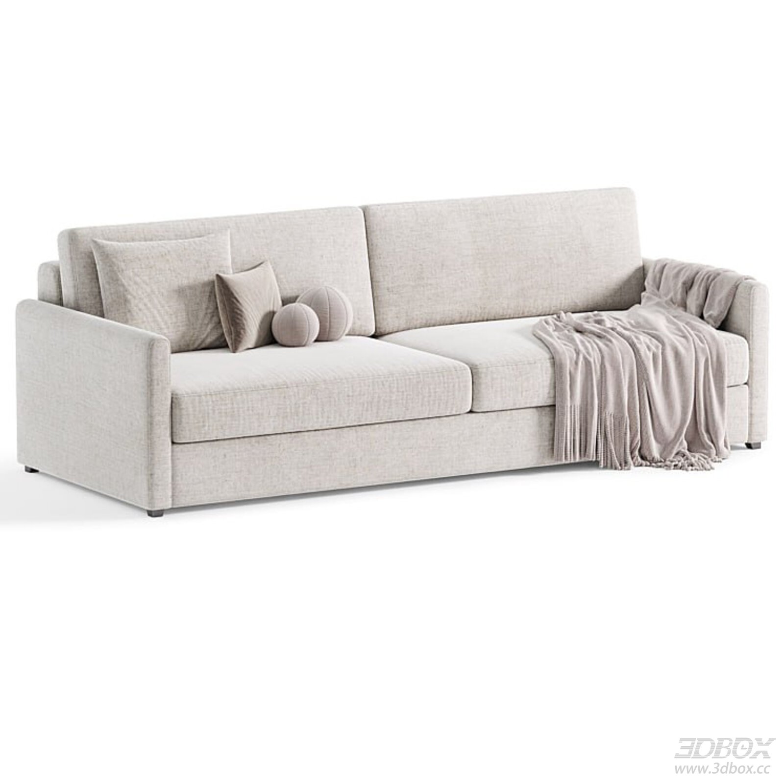 Light Beige Linen 2 Seater Modern Sofa Set