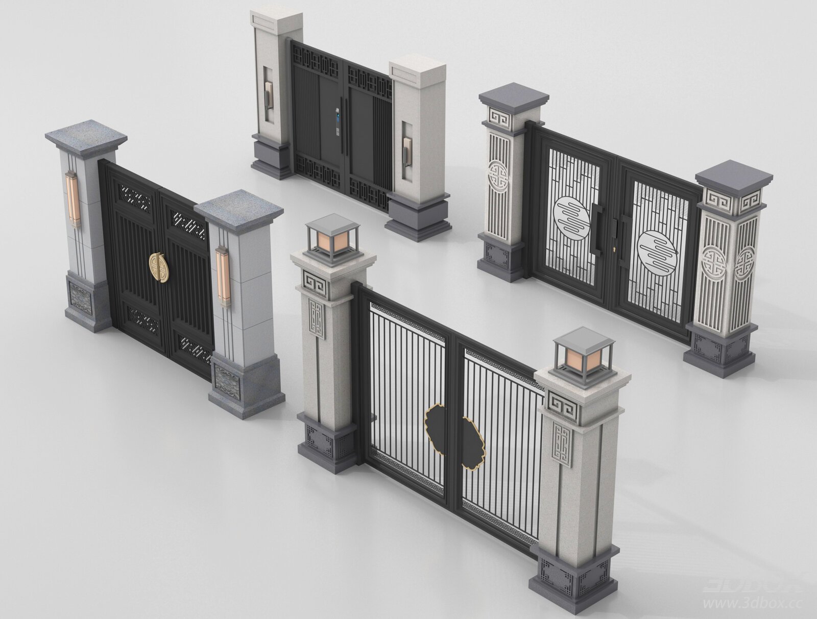 New Chinese Style Villa Courtyard Gate Set