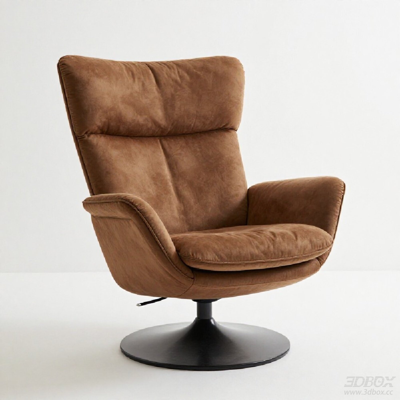 Modern Brown Suede Swivel Armchair