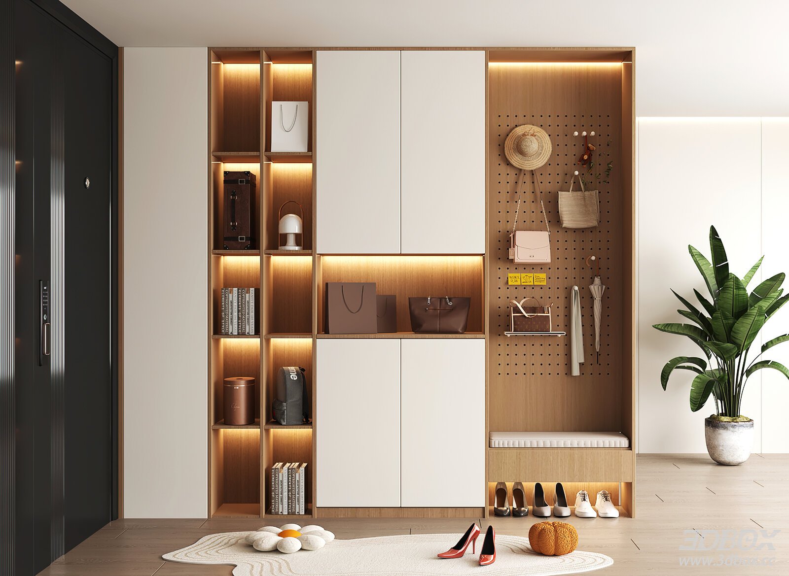 Modern Minimalist Hallway Shoe Storage Cabinet
