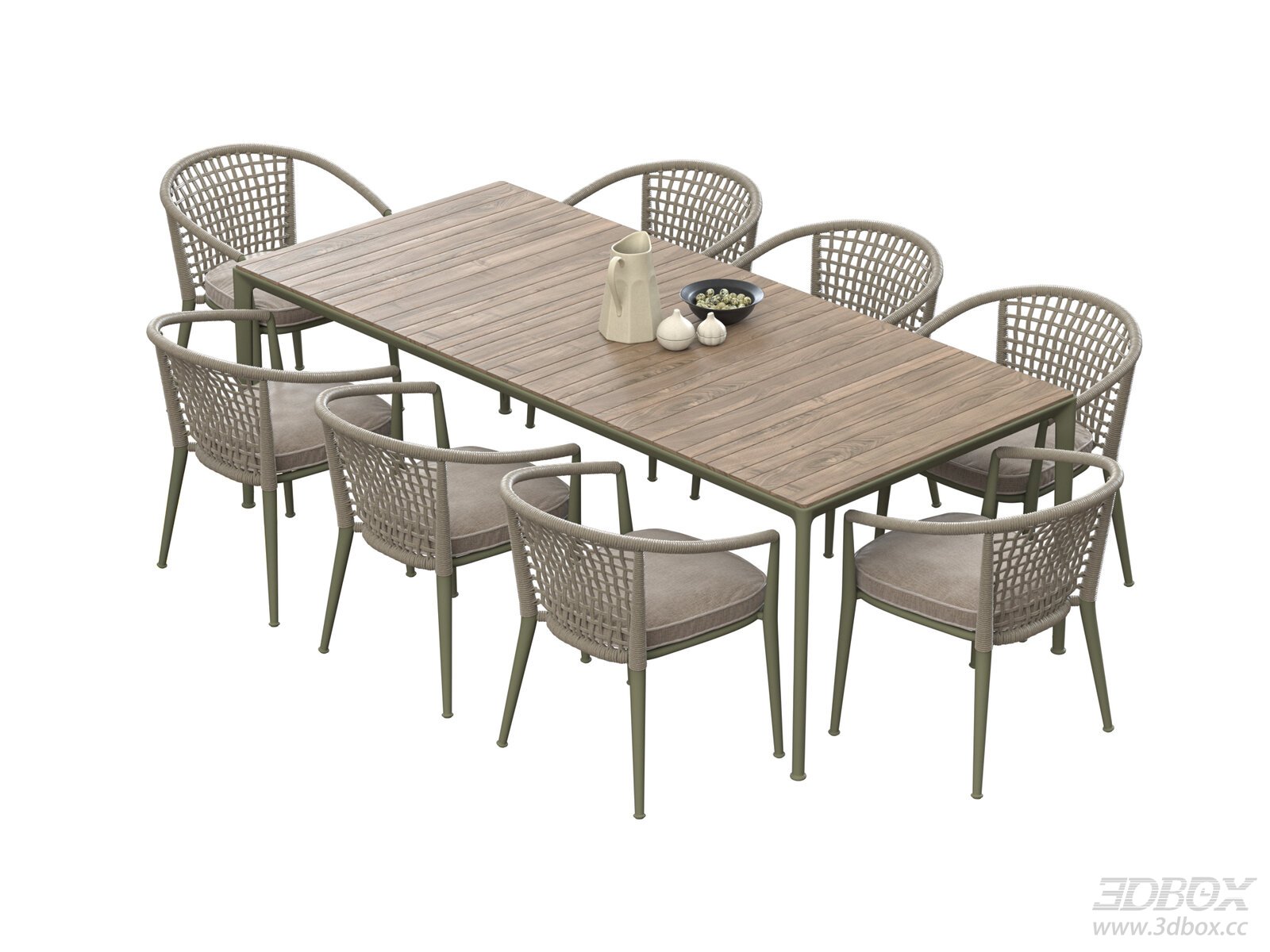 Modern Outdoor Rattan Dining Table and Chairs Set