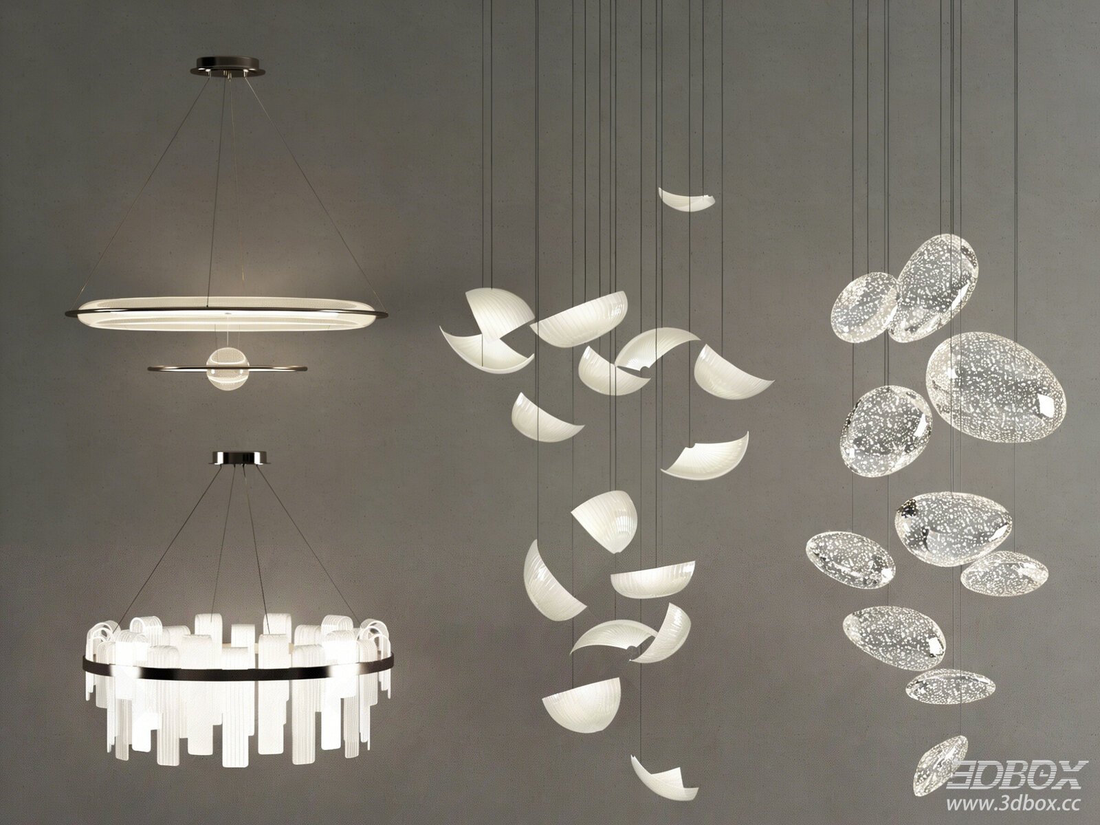 Modern Crystal Glass Ceiling Chandelier Set