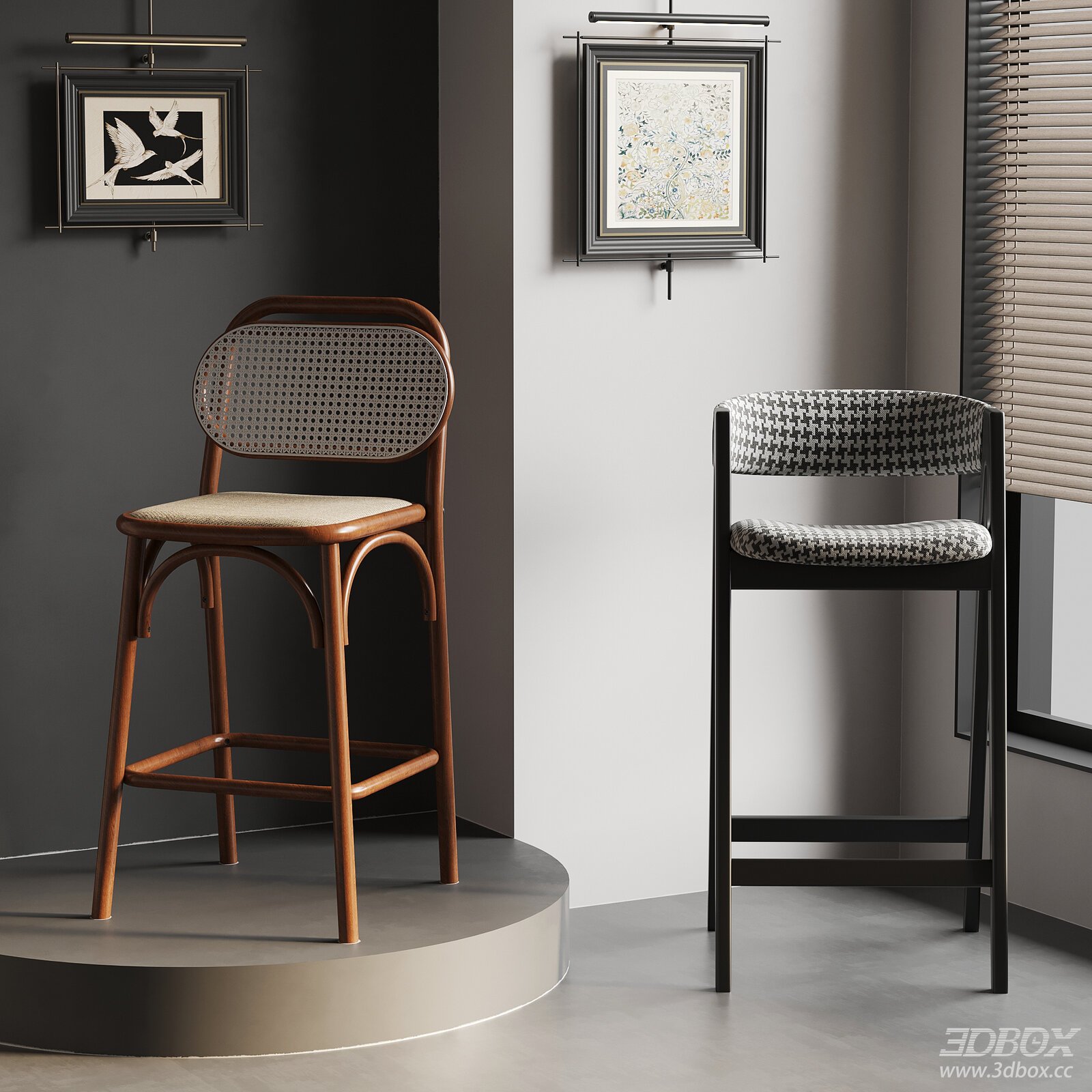 French Mid-century Bar Stool Set