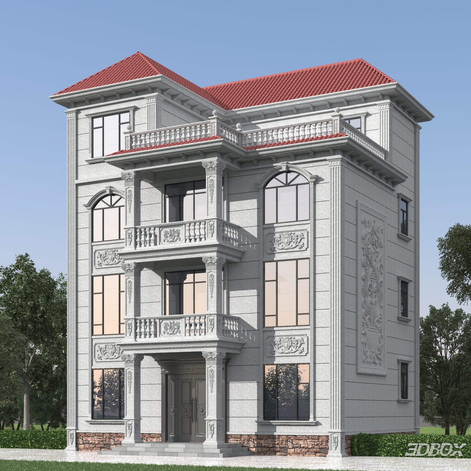 European Style Luxury 4-storey Villa Exterior Building