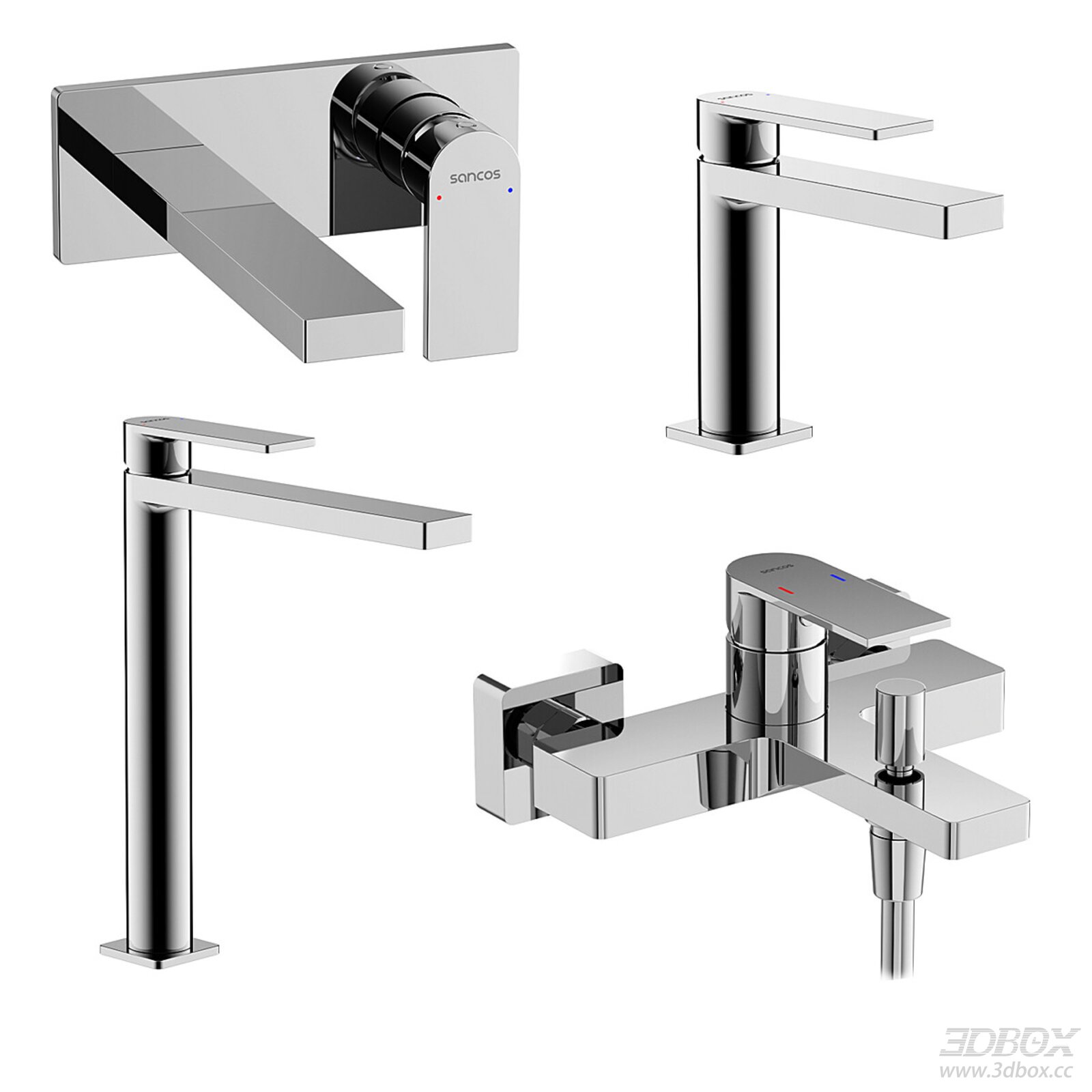 Modern Minimalist Chrome Bathroom Faucet Set