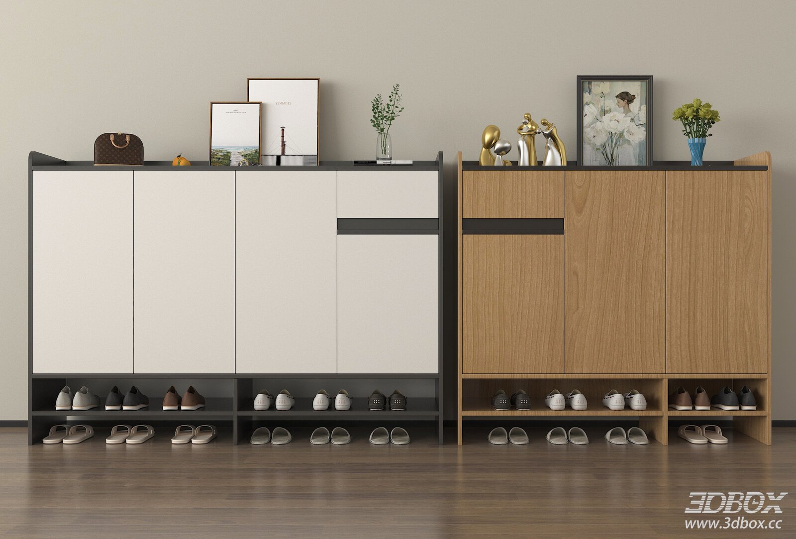 Modern Minimalist Hallway Shoe Cabinet Set