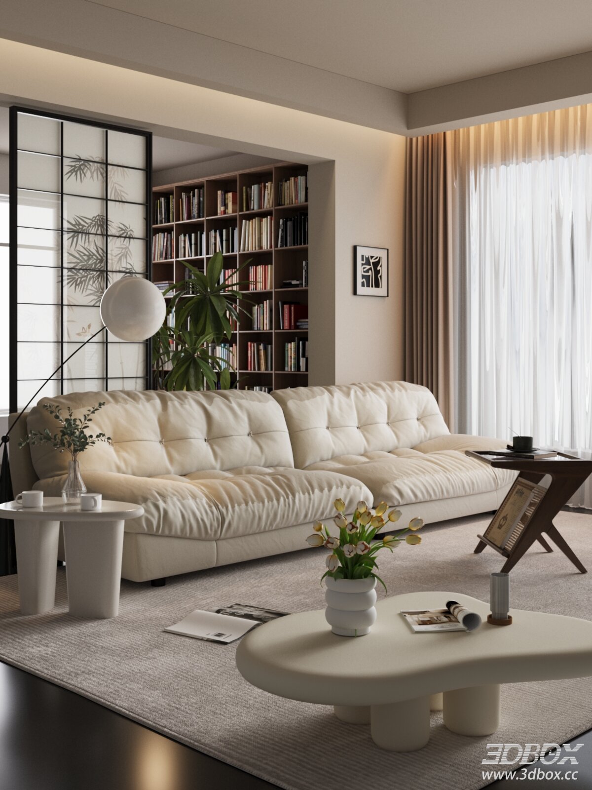 Vintage Style Small Apartment Living Room Interior Scene