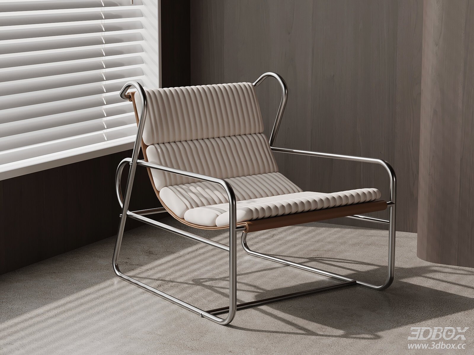 Modern Metal Frame Upholstered Lounge Armchair