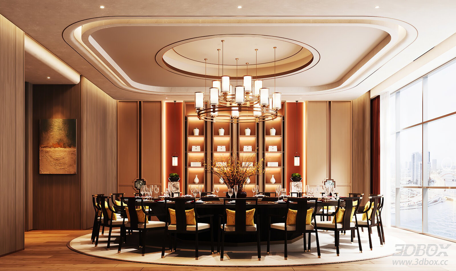Luxury New Chinese Style Private Restaurant Dining Room