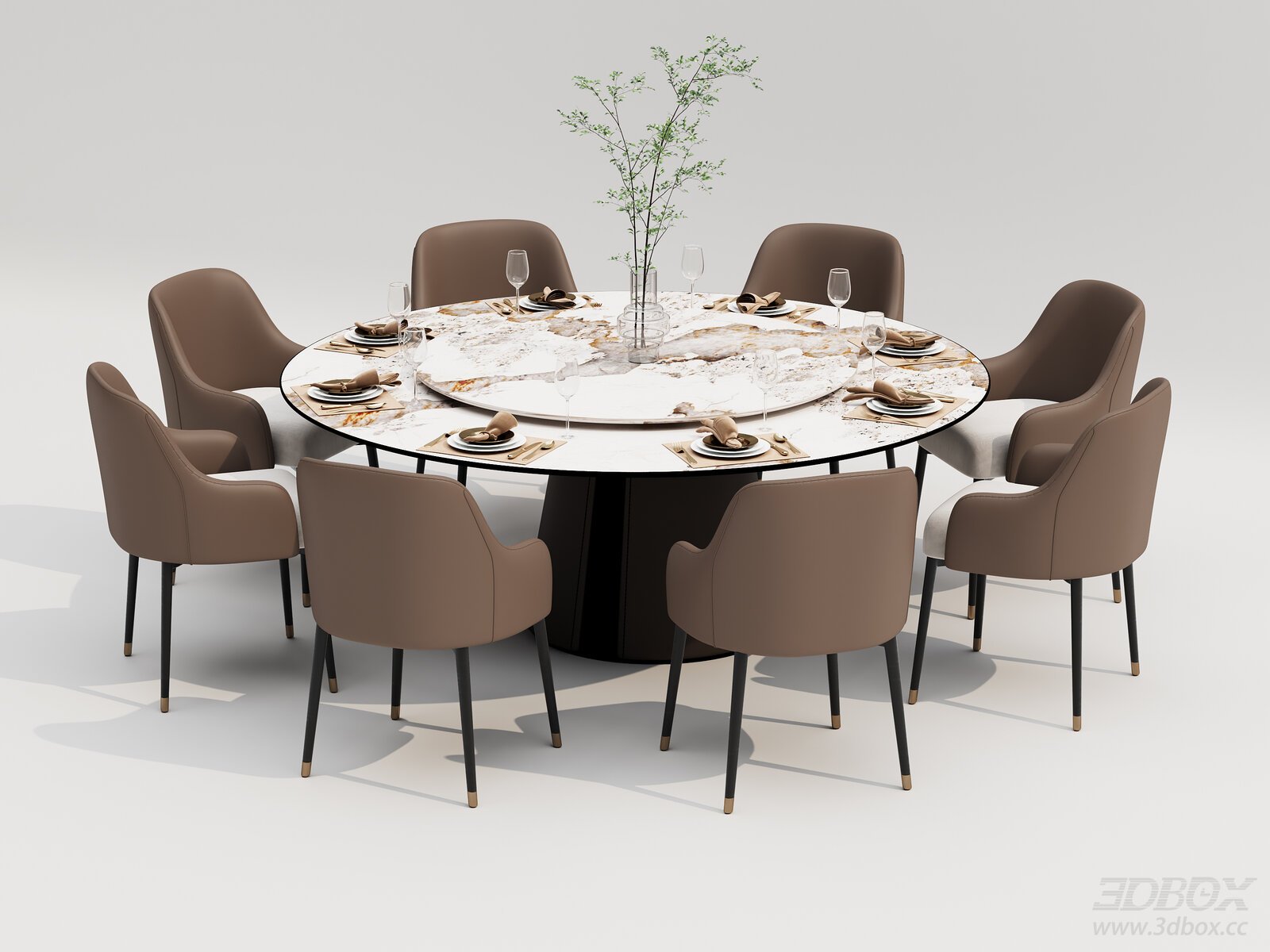 Modern Luxury Round Marble Dining Table and Chairs Set