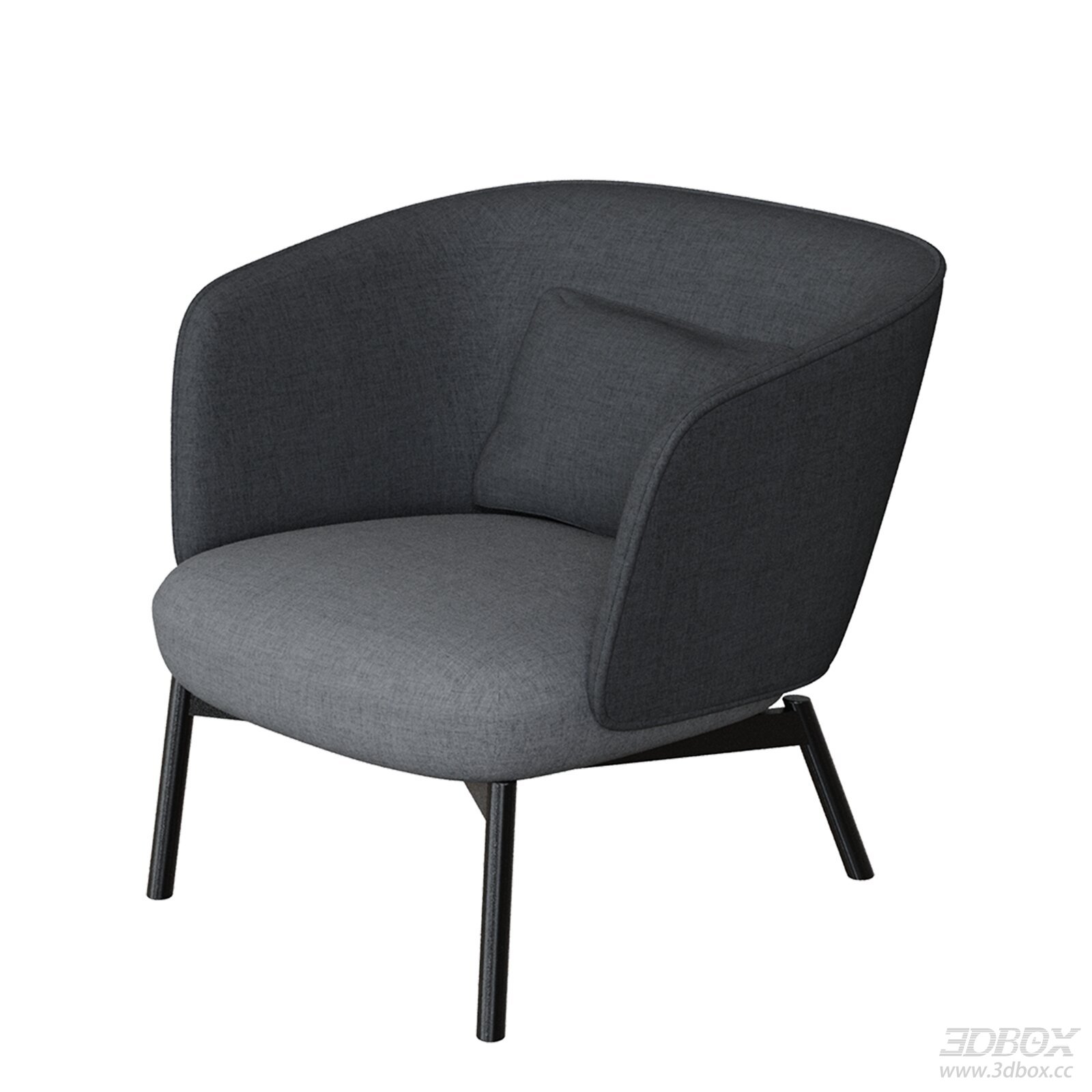 Modern Dark Gray Fabric Upholstered Armchair with Metal Legs