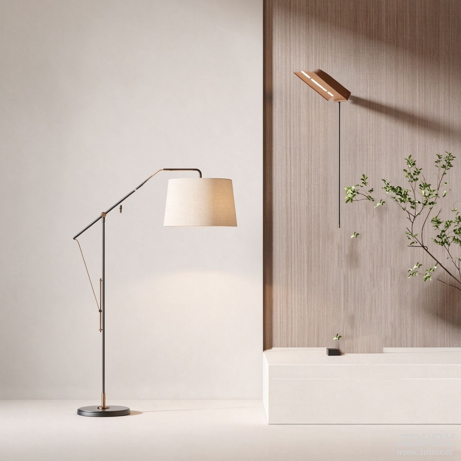 Modern Minimalist Fabric Shade Floor Lamp