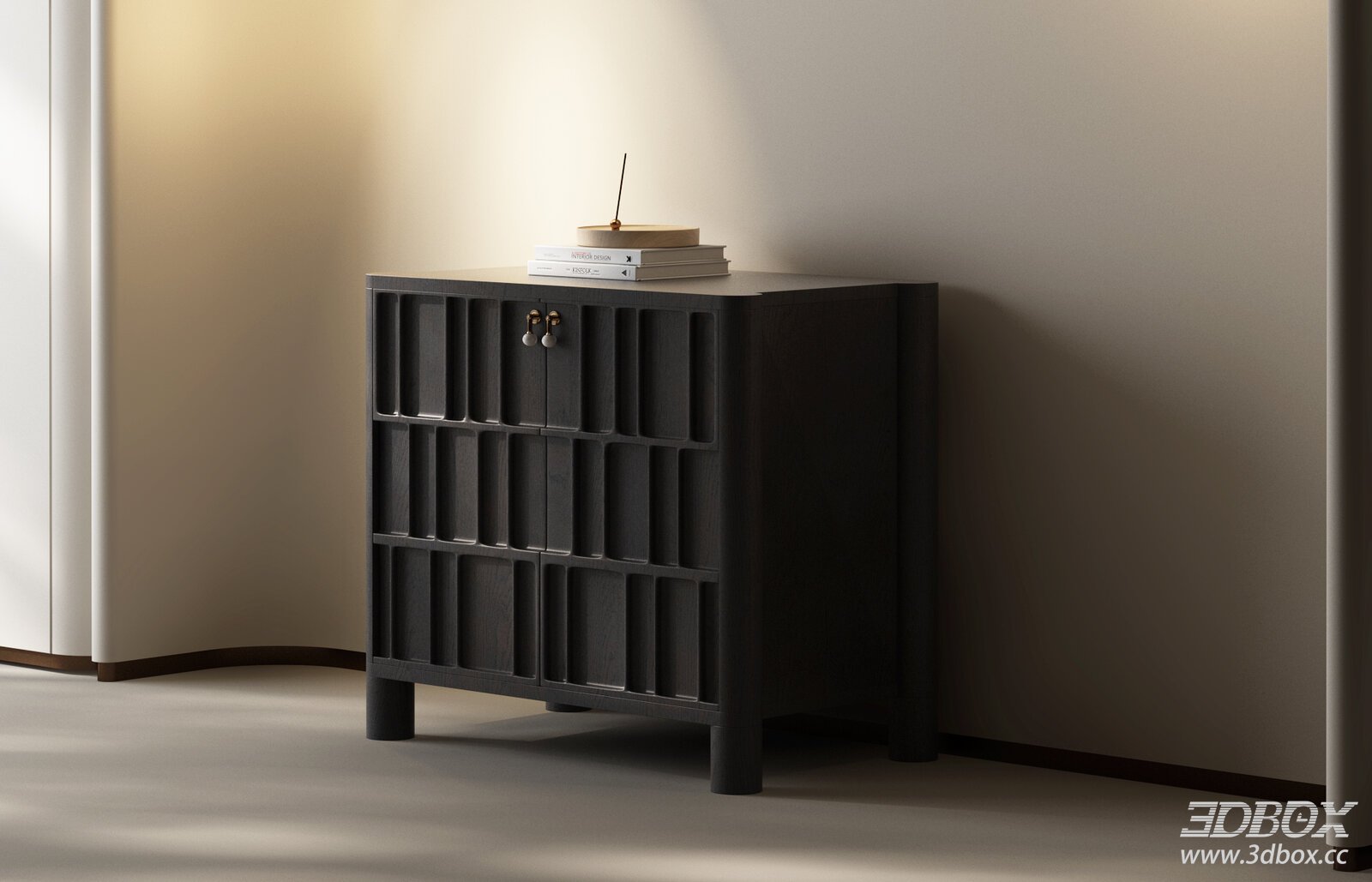 Modern Mid-Century Dark Wood Sideboard Chest of Drawer