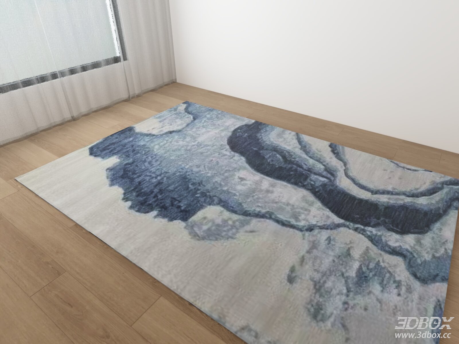 Abstract Blue Beige Modern Area Rug