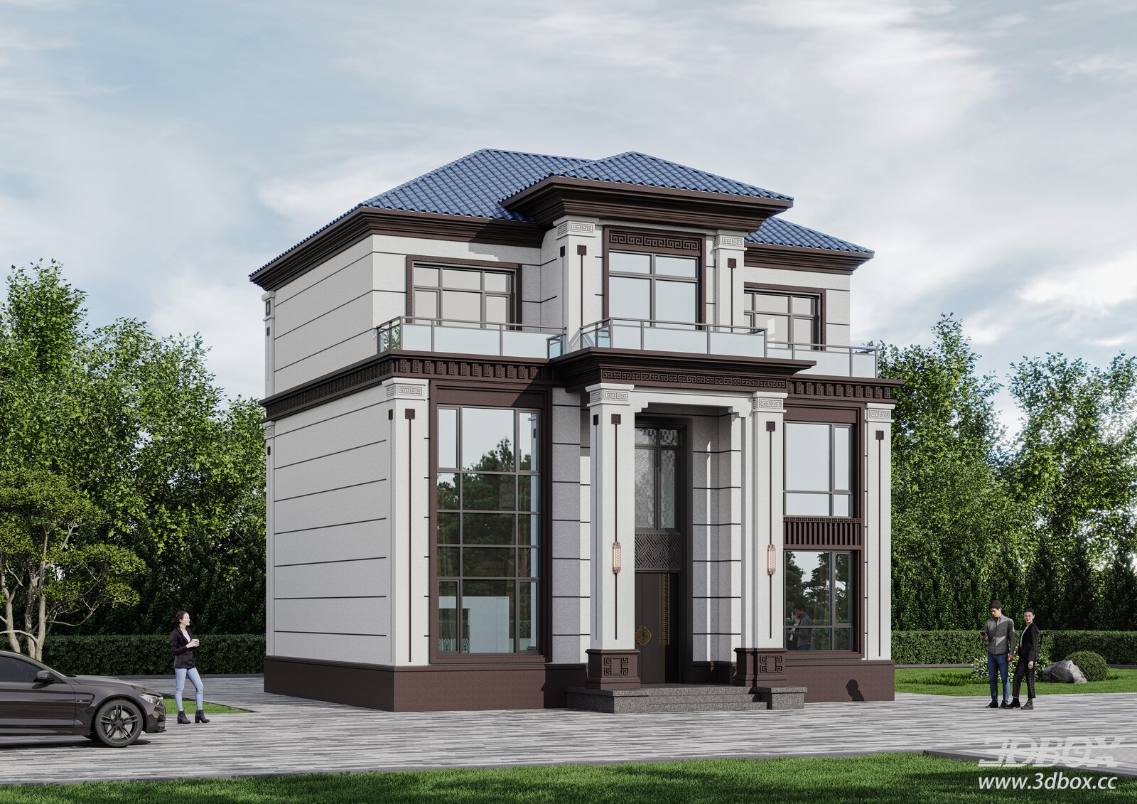 New Chinese Style Two-story Villa Exterior Building