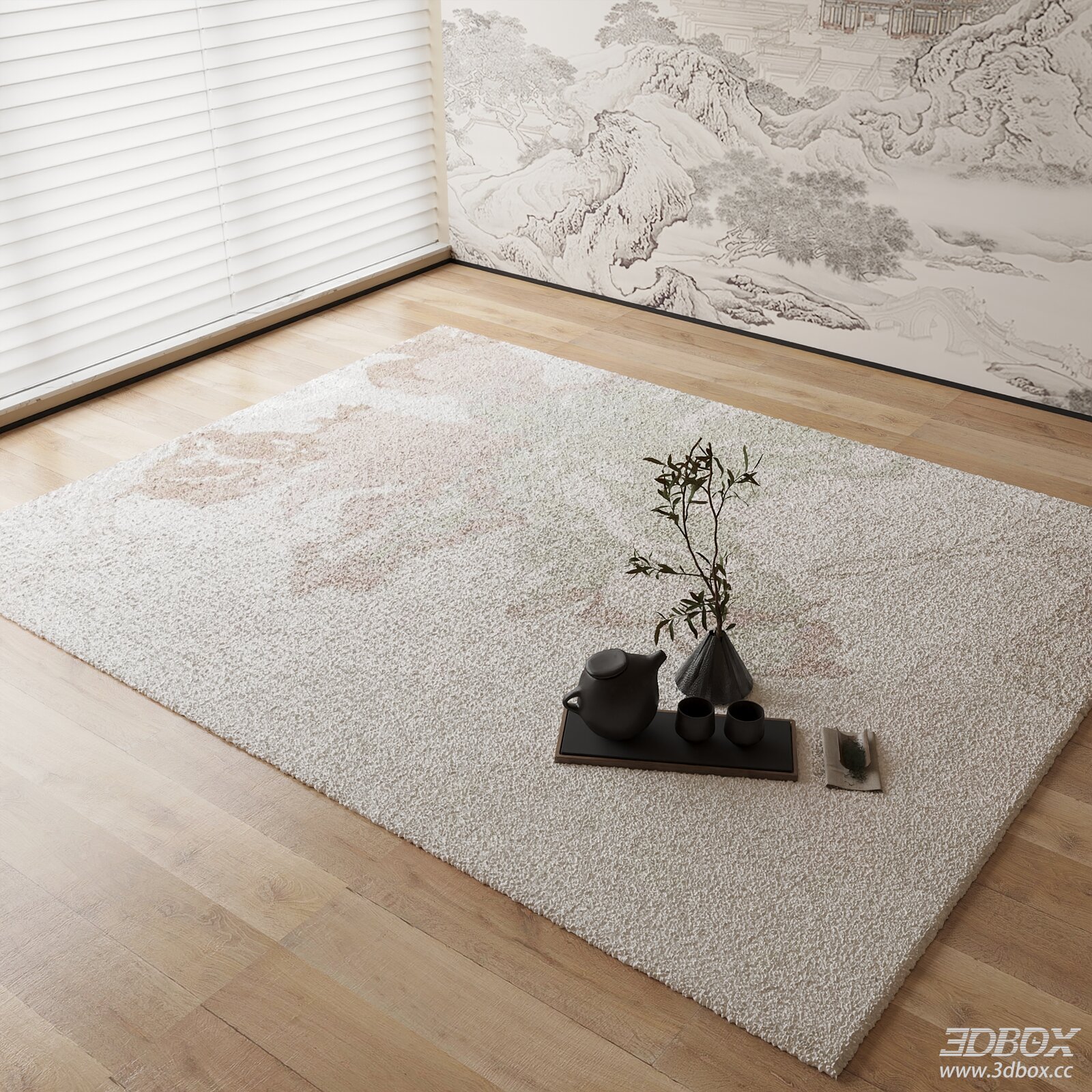 New Chinese Style Soft Textured Beige Carpet