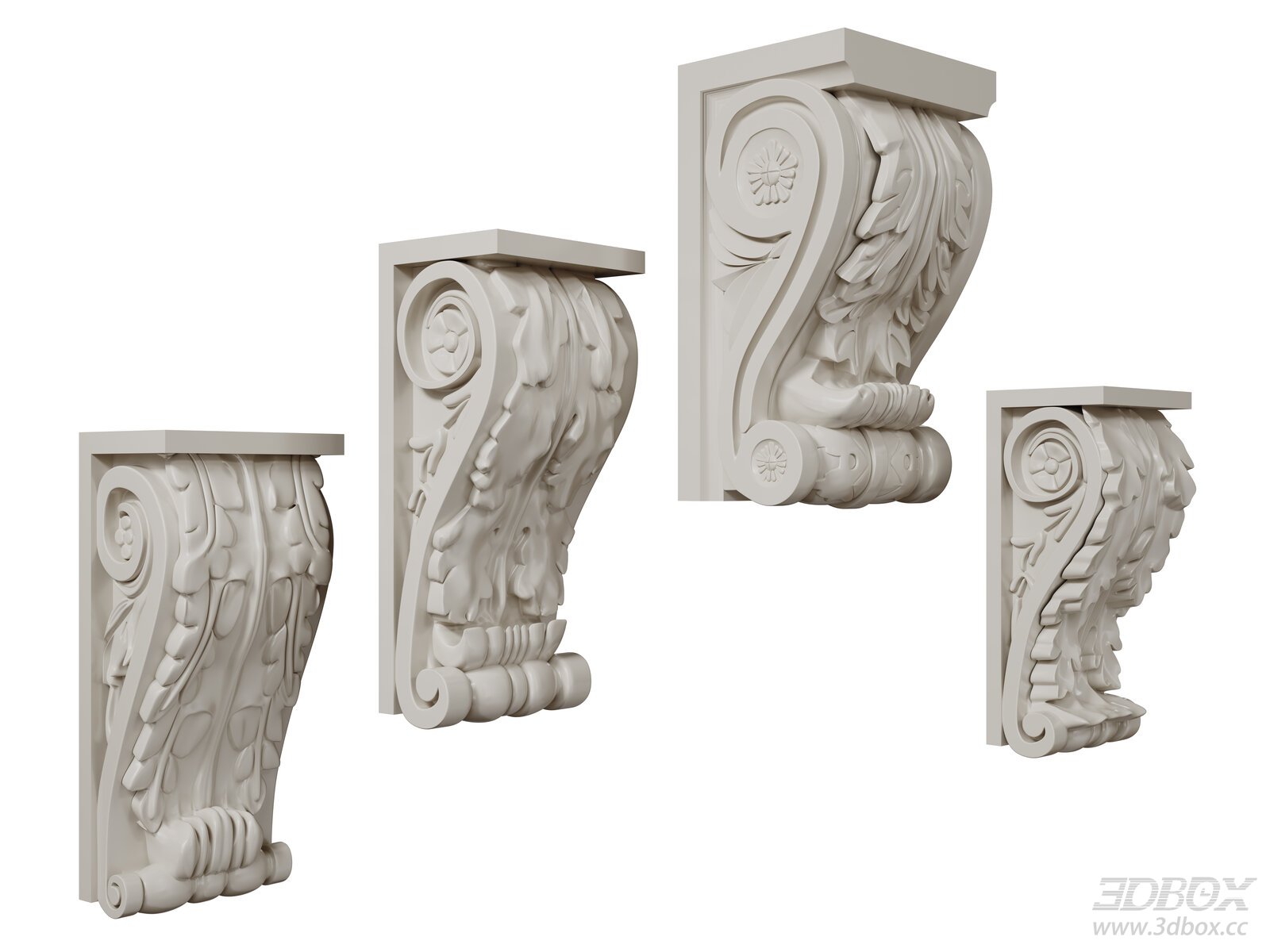 French Style Carved Plaster Corbel Set
