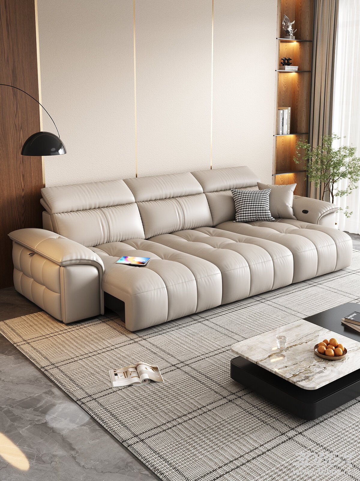 Modern Luxury Leather Sectional Sofa Set Living Room