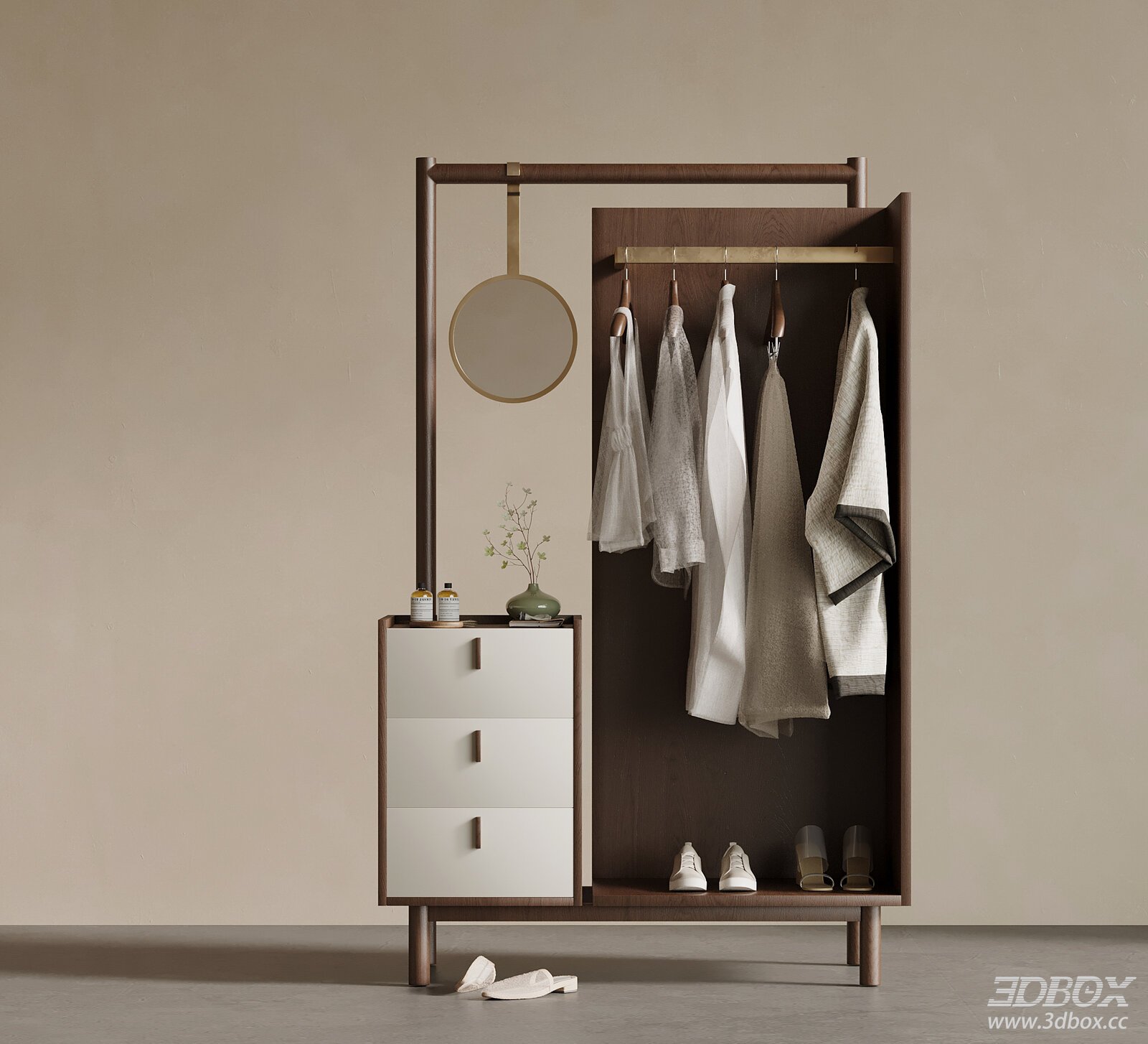 New Chinese Style Hallway Coat Rack Cabinet