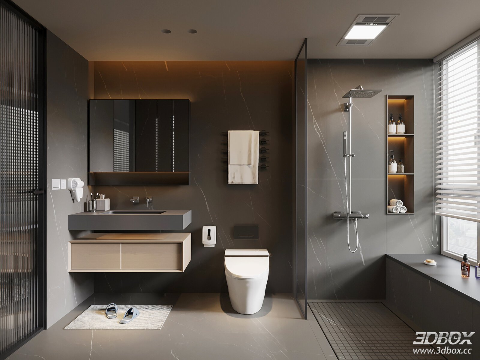 Modern Italian Style Minimalist Bathroom Scene