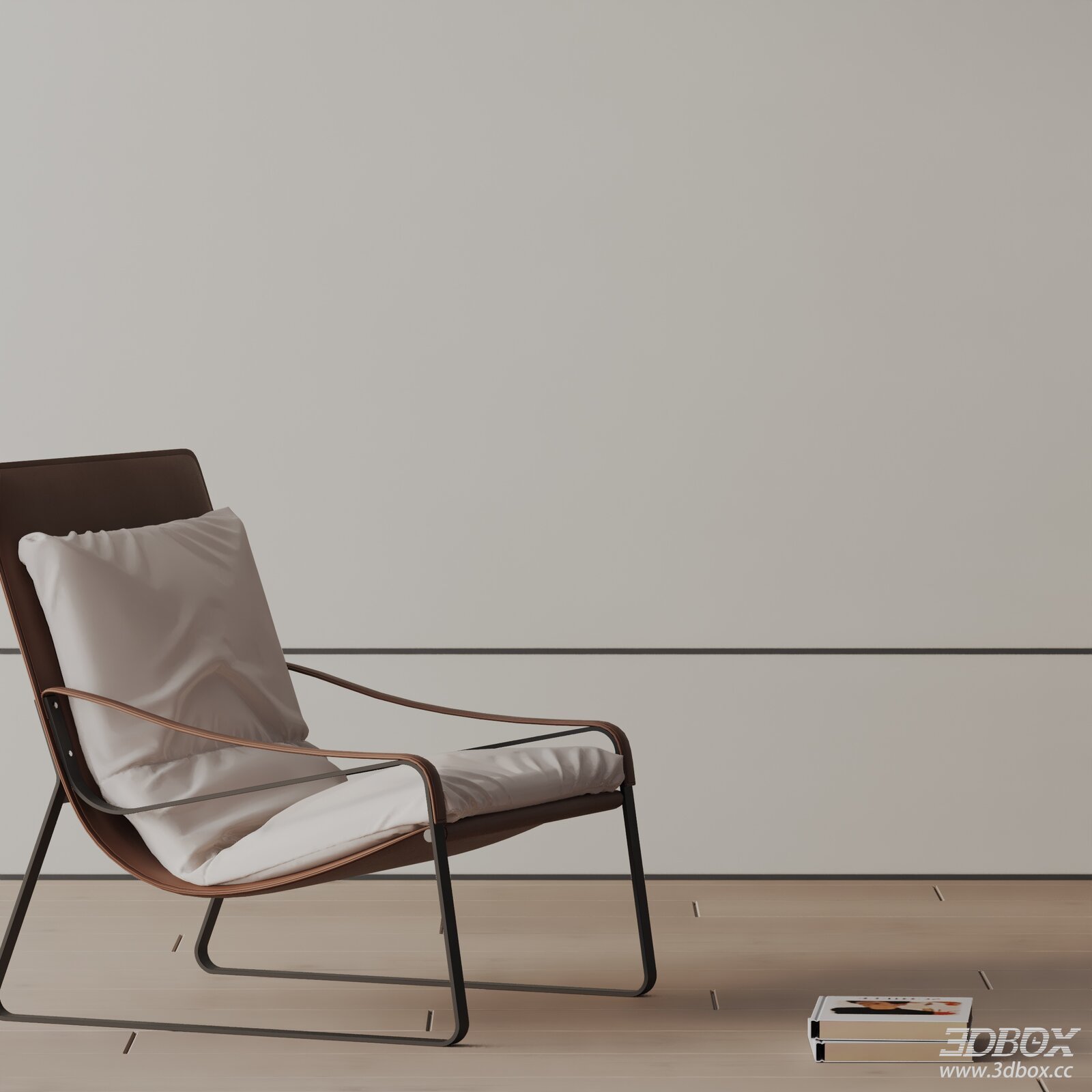 Modern Minimalist Leather Upholstered Lounge Armchair