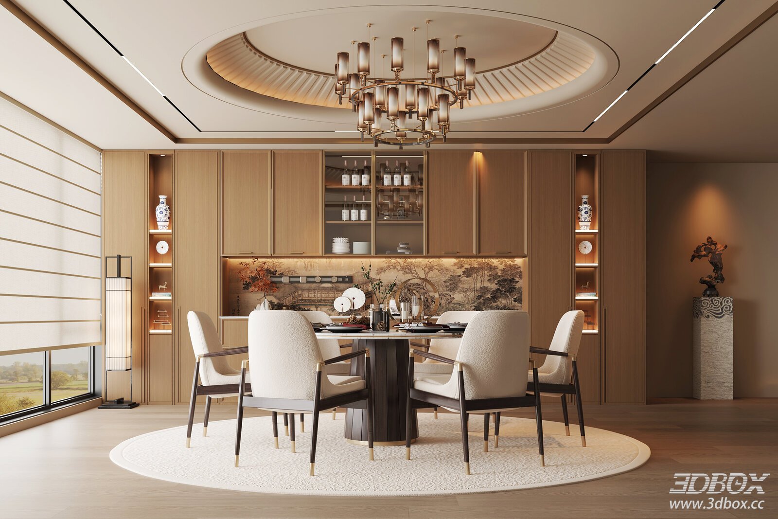 Modern Chinese Style Luxury Dining Room Interior
