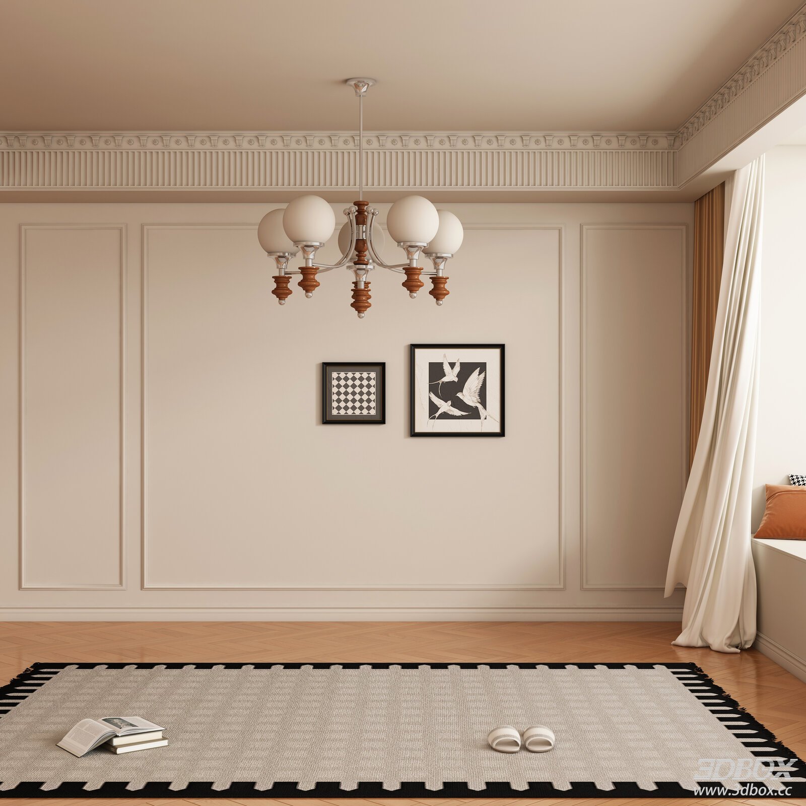 Modern Classic Empty Living Room Interior Scene