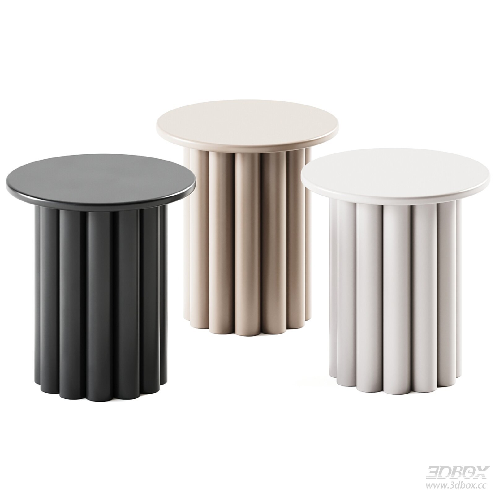 Modern Round Fluted Base Side Table Set