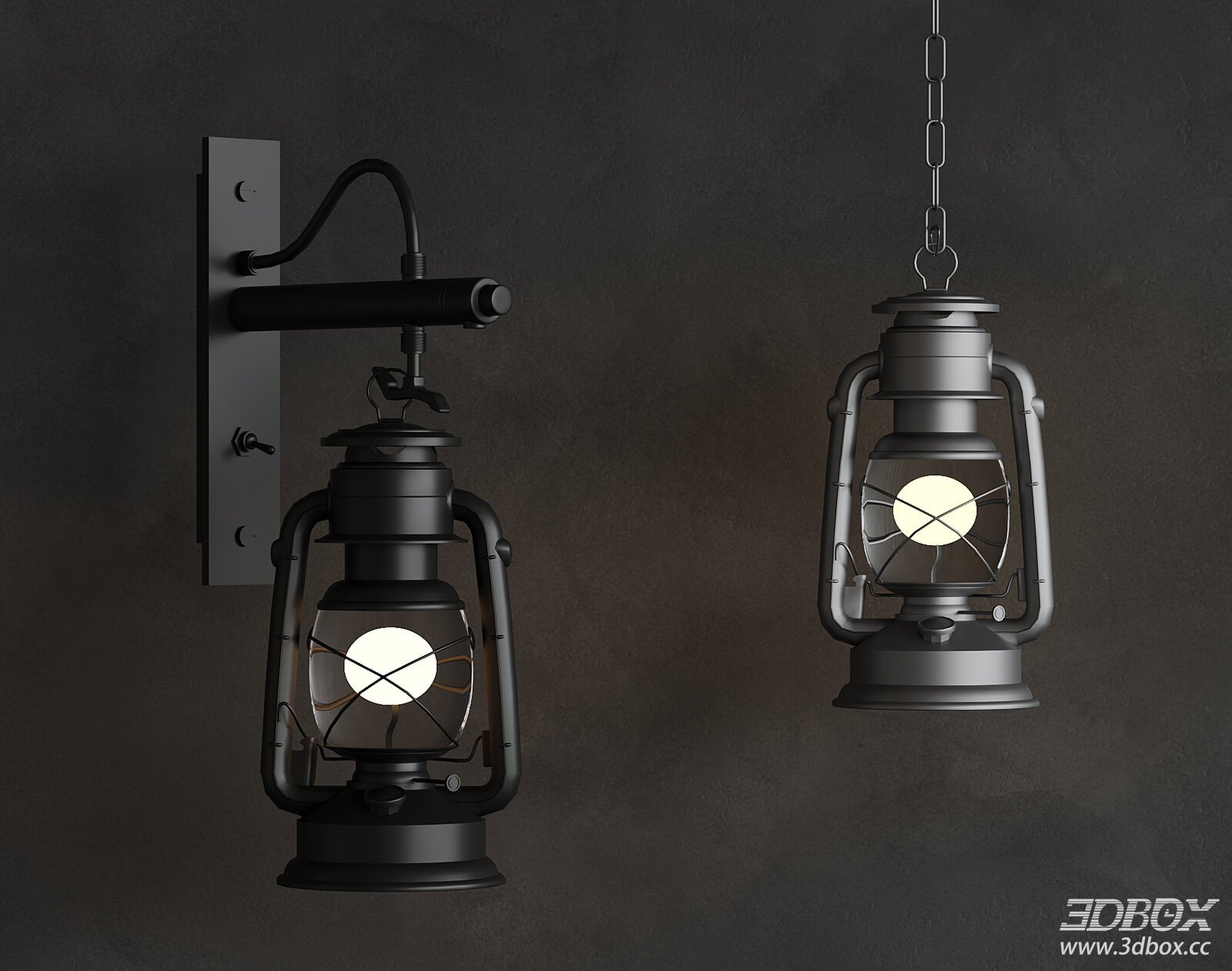 Vintage Lantern Style Wall and Pendant Lamp Set