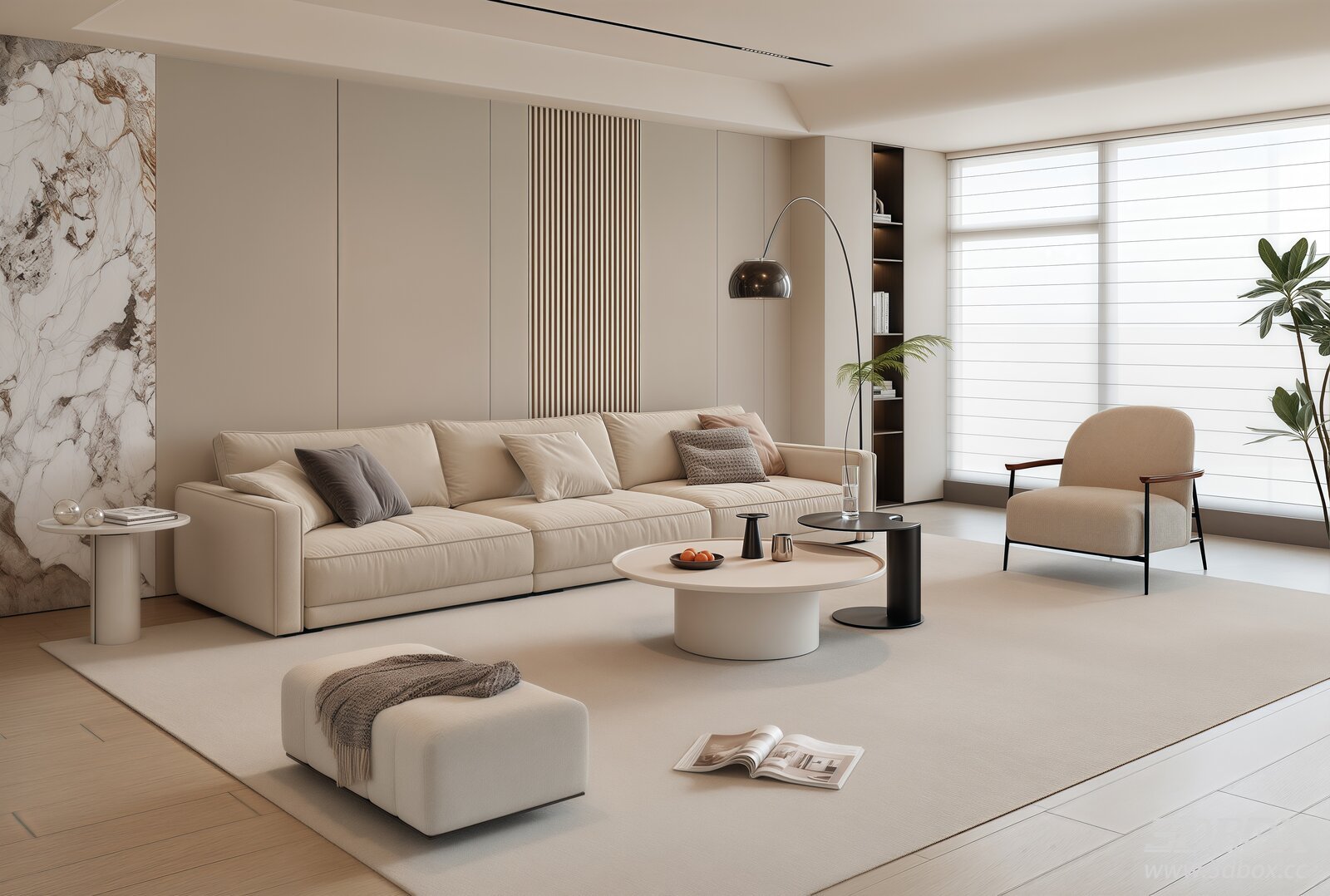 Modern Minimalist Living Room Sofa and Coffee Table Set