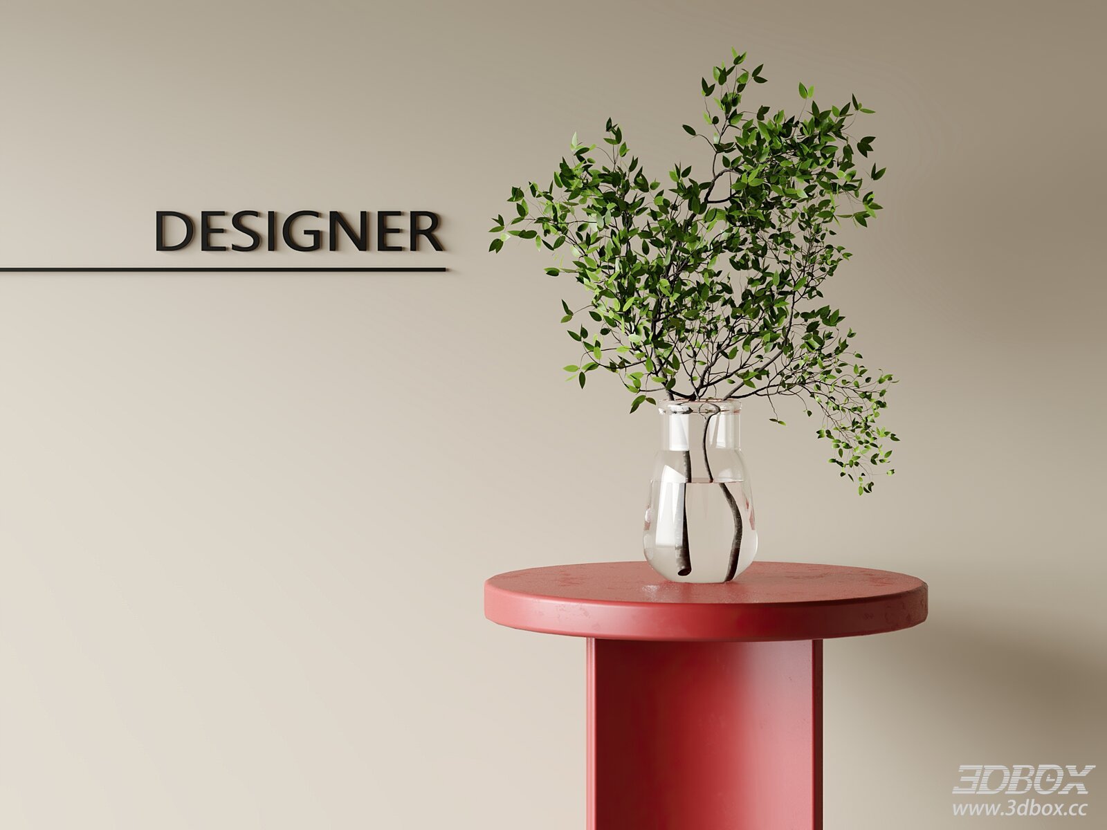 Modern Green Foliage in Glass Vase Decor Set