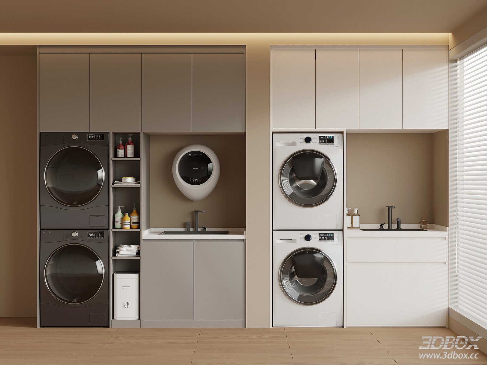 Modern Laundry Balcony Cabinet with Washing Machines
