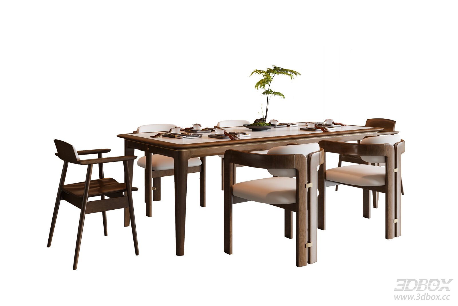 New Chinese Style Solid Wood Dining Table and Chairs Set