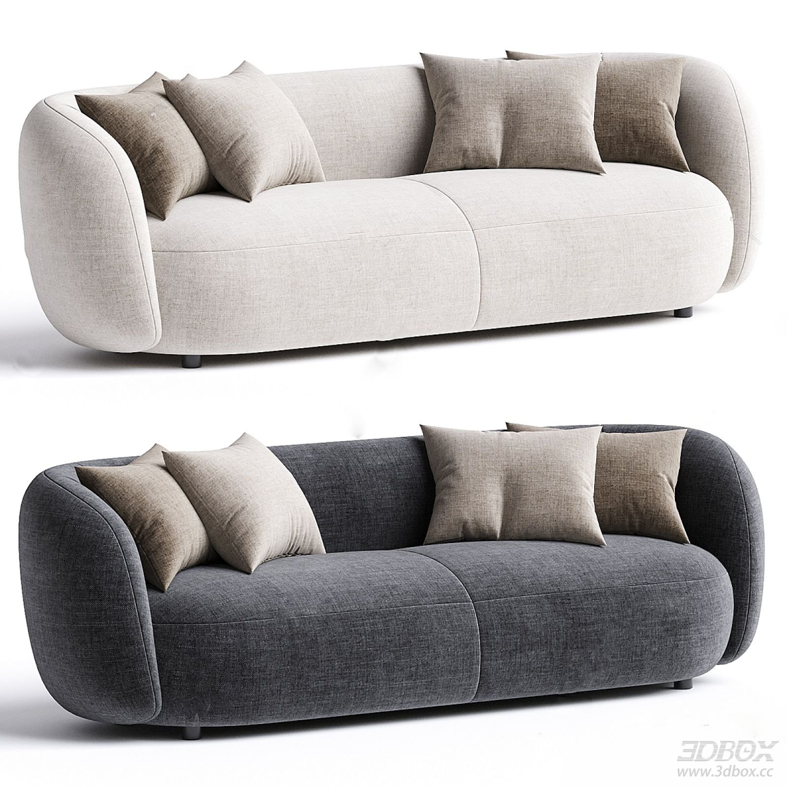 Modern Fabric Curved Sofa Set with Throw Pillows
