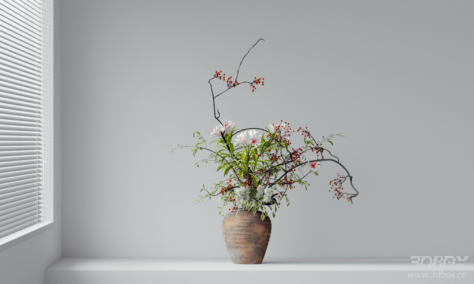 Modern Floral Bouquet with Ceramic Vase Potted Plant