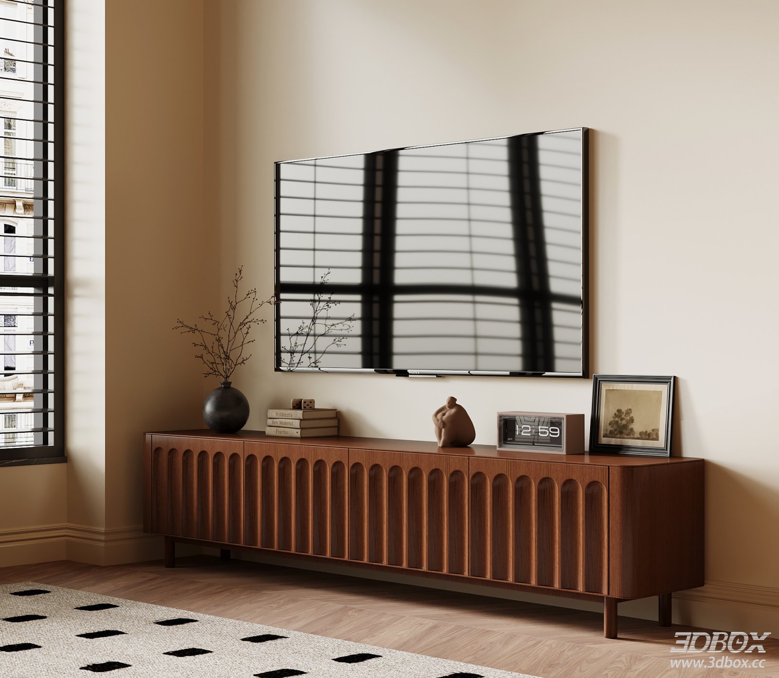 Vintage Walnut Wood TV Cabinet for Living Room