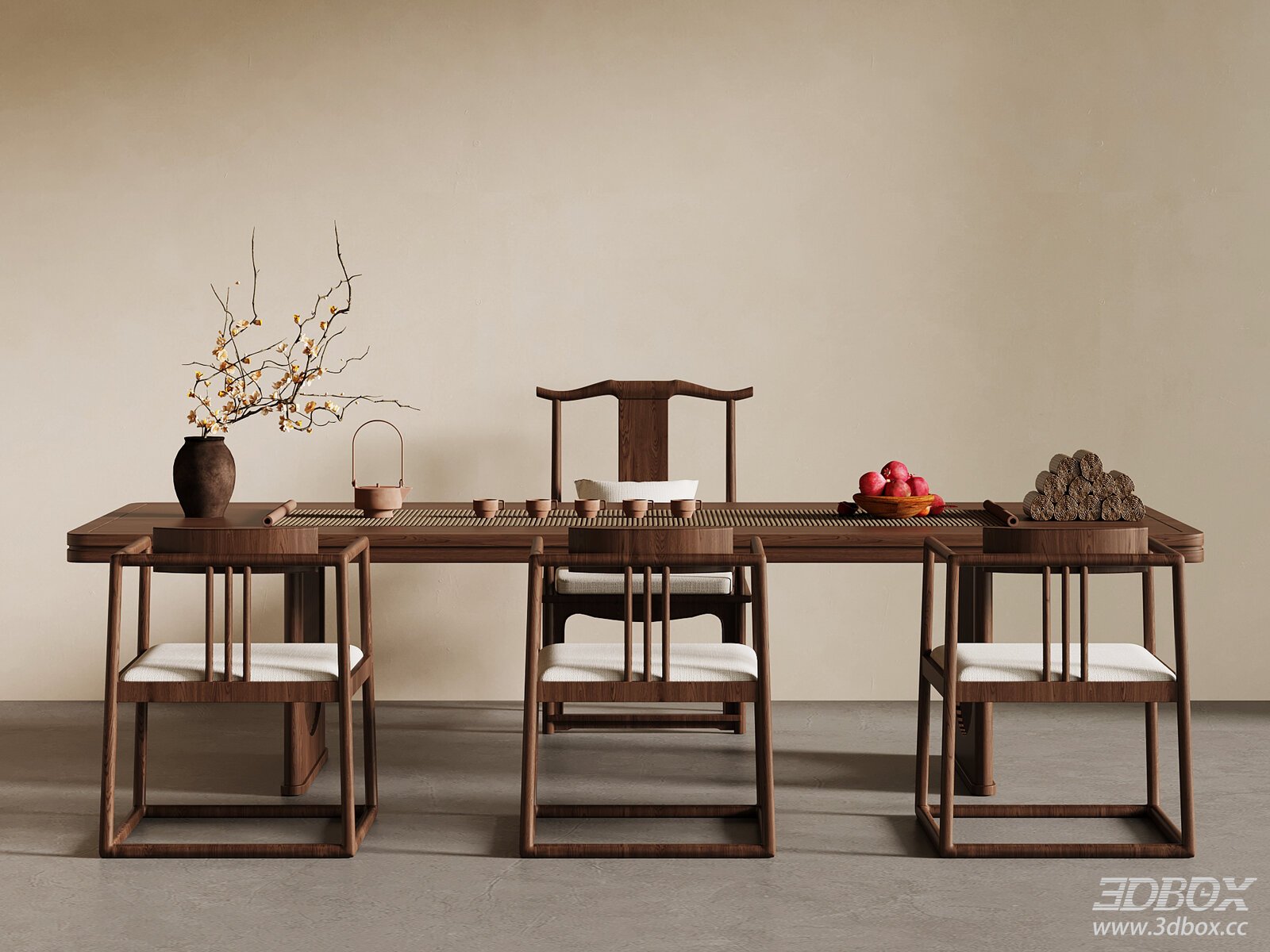 New Chinese Style Wooden Dining Table and Chairs Set