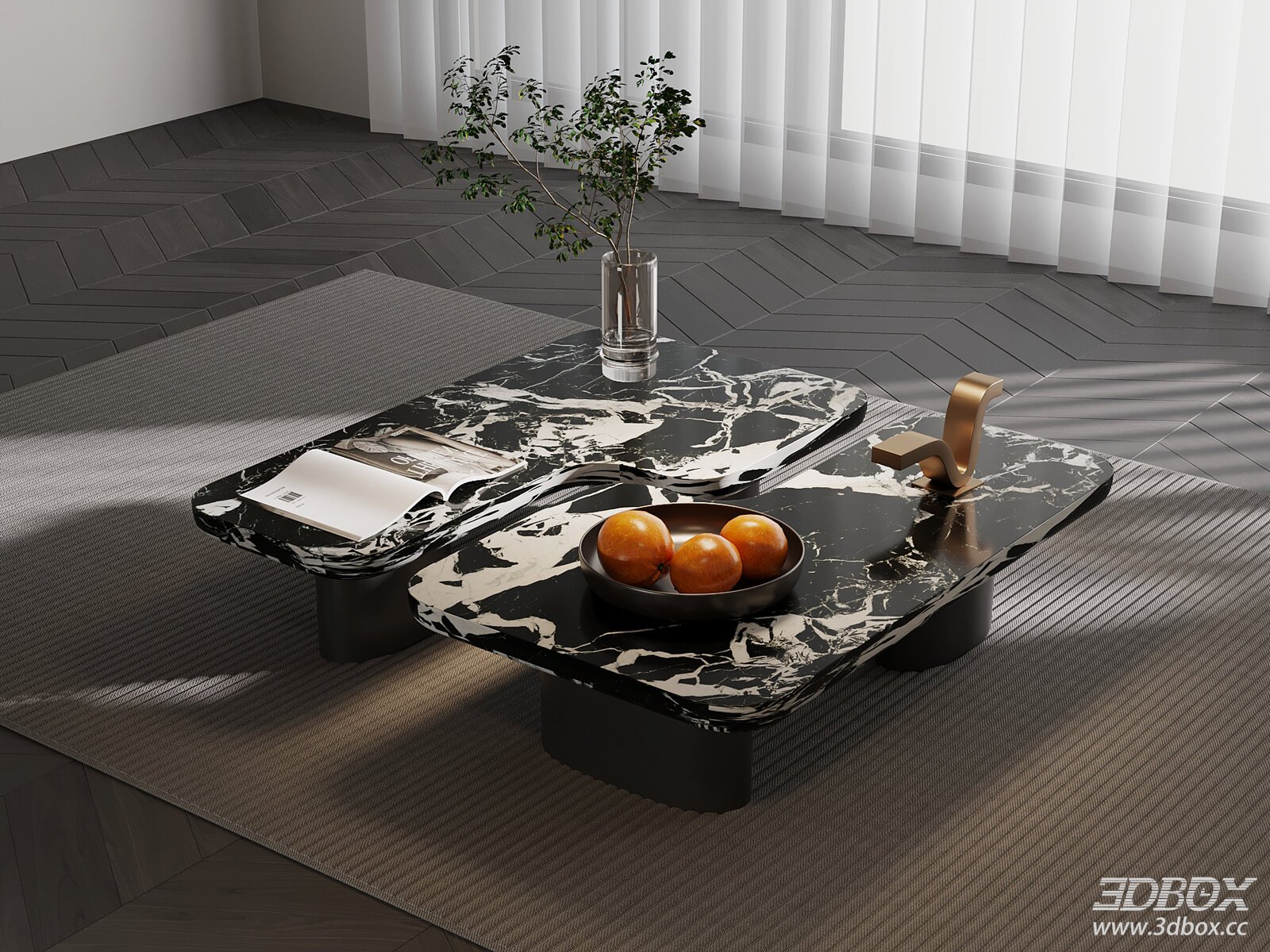 Modern Italian Irregular Marble Coffee Table Set