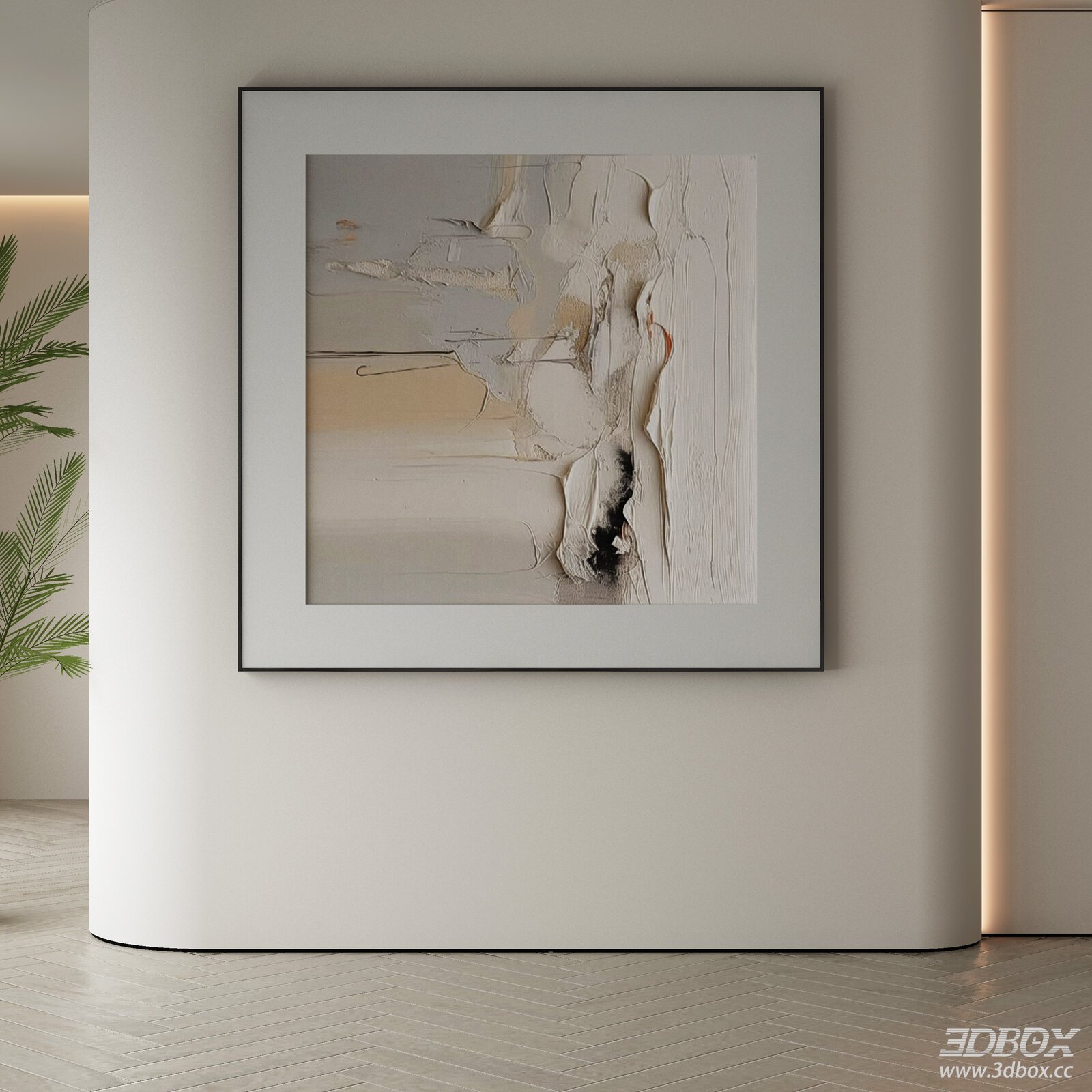 Abstract Textured Framed Wall Art Modern Neutral Decor