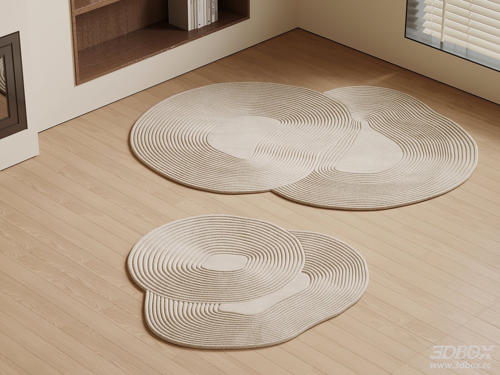 Modern Irregular Beige Textured Area Rugs Set