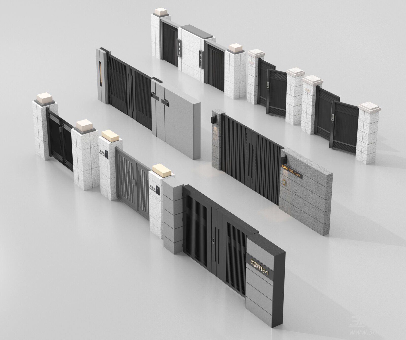 Modern Villa Iron Courtyard Gate Set