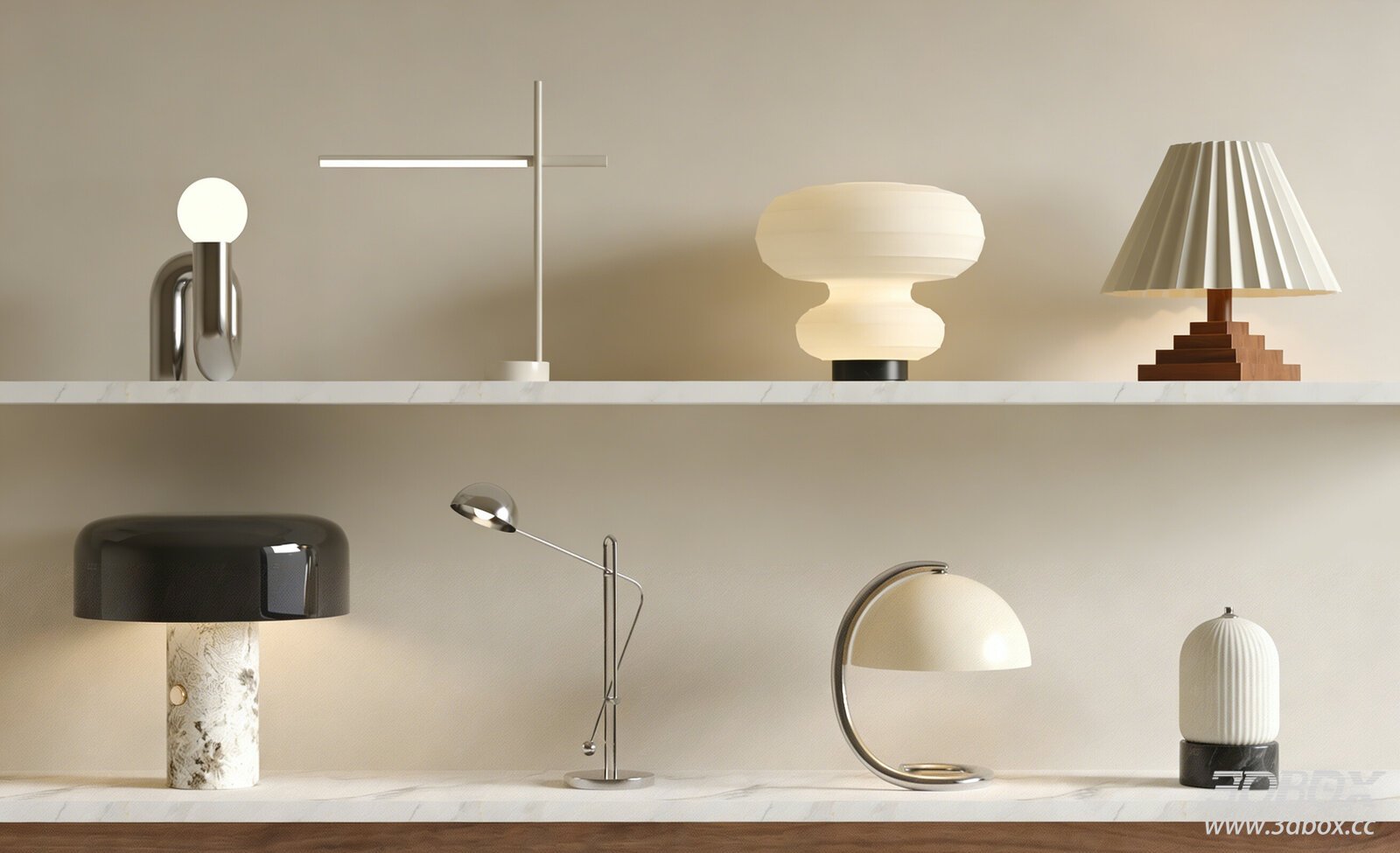 Modern Metal Marble Glass Table Lamp Set